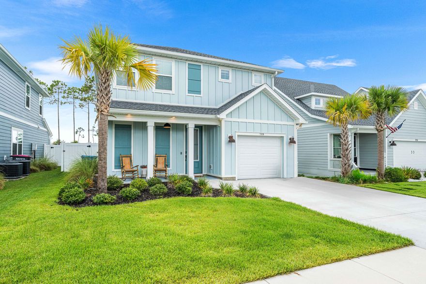 Welcome to this stunning 4-bedroom, 2.5-bathroom home located in the sought-after community of Breakfast Point East. Built by TruLand Homes, this popular Carrabelle Plan offers the perfect combination of style, comfort, and functionality.Step inside to find luxury EVP flooring throughout the main living areas, tile flooring in the bathrooms and laundry room, and plantation shutters that add a touch of timeless elegance. The home features 9-foot ceilings and 8-foot doors, creating a spacious and open feel. The open concept kitchen is a chef's dream, complete with a farmhouse sink, large pantry, and modern finishes that elevate every detail.  Plenty of light and room for easy living.The home's outdoor living space is just as impressive, featuring an extended patio, pergola, and a firepit-perfect for entertaining or relaxing in your private oasis.

Breakfast Point East is nestled alongside thousands of acres of pristine conservation land and offers a true Florida lifestyle with nearby beach access, and close proximity to dining, shopping, medical facilities and Breakfast Point Academy.  Enjoy walking and biking trails with easy access to Gayle's Trails, a network of nearly 30 miles of scenic trails within the Panama City Beach Conservation Park. 

Don't miss the opportunity to own this move-in-ready home in one of Panama City Beach's most desirable neighborhoods!