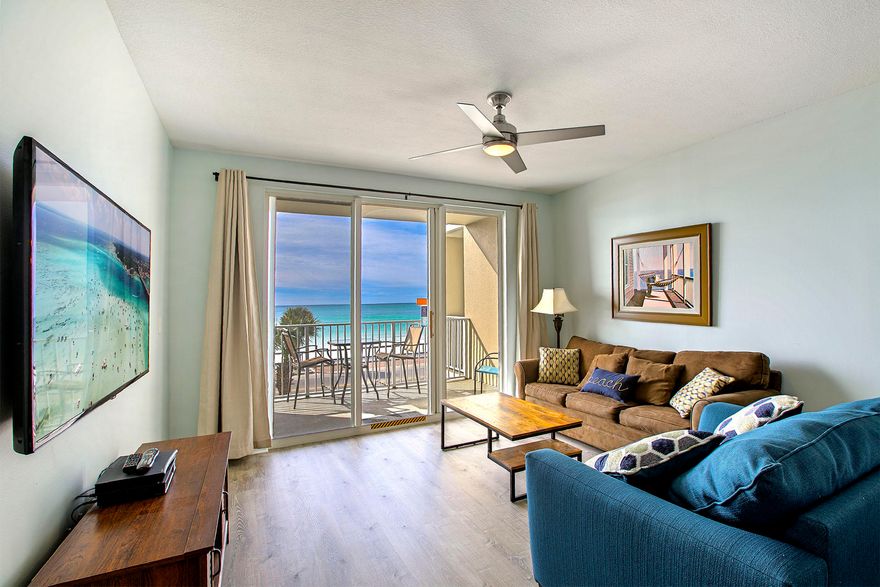 MOTIVATED SELLER! Bring us an offer! A205 Majestic Sun is a Must See! Completely renovated and rental ready! Majestic Sun 205A is a two bedroom vacation rental that has been completely remodeled and newly furnished to provide you with all the comforts of home during your stay here by the shore. It can accommodate up to nine happy beachgoers. It is located on the second floor so from the breezy balcony you have vivid views along with sensational surf sounds when the waves are high. The open main living area has a chocolate colored couch that doubles as a queen size sleeper sofa as well as a large comfortable accent chair that face the balcony and wall mounted TV. This cozy accent chair can also convert into a twin size sleeper sofa. A mottled granite countertop with raised saddle stools provides a wide surface to serve savory seafood and favorite tropical drinks. The newly remodeled open kitchen also hosts gleaming stainless steel appliances.

The Master Bedroom has a sunny window, charming white furnishings, a king size bed and a full bath en suite. The Guest Bedroom has cheerful nautical colors a queen size bed, a bonus twin bunk bed and access to a full hall bathroom that doubles as a convenient powder room.

Directly below the tower's soaring arch is a magnificent indoor swimming pool enhanced by a three story cathedral ceiling with a wall of windows overlooking the sensational scenery. This climate controlled indoor pool connects and spills down to the adjoining pool, which is flanked by bubbling hot tubs outside where there is a patio deck with multiple chairs for lounging in the sun. A palm-studded promenade provides multiple access points to the beautiful white sand beach. There is also a full fitness center on site that overlooks this sparkling scenery.

Besides the fabulous amenities offered at the Majestic Sun, you will find that this locale places you minutes away from popular beachfront restaurants along Scenic Gulf Drive, a few of which are just a short stroll away. If golf or tennis is you on the agenda you may walk over to Seascape next door. An eighteen-hole championship golf course as well as professional tennis courts are there and Ocean Reef Resorts guests receive special rates. Silver Sands, the nation's largest designer discount factory outlet is also nearby as is the charming Village of Baytowne Wharf and Grand Boulevard at Sandestin. Here you will find restaurants, lively bars, specialty boutiques, and a state of the arts movie theater with stadium seating as well as fun family festivals throughout the year.