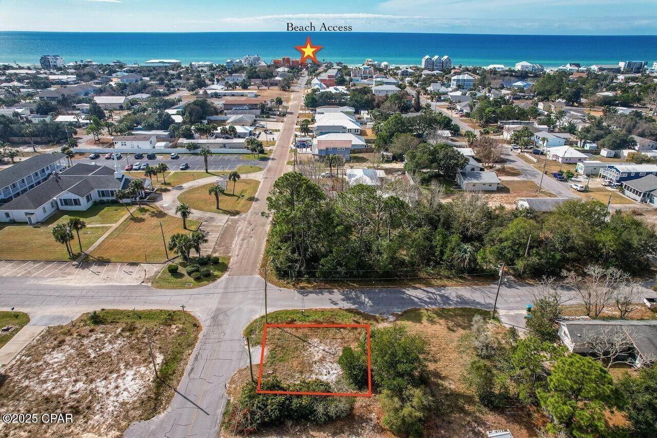 Just 2 blocks from the sugar-white sands of Laguna Beach! This prime lot offers an incredible opportunity to build your dream beach home! Whether as a primary residence, a second home, or a vacation rental, a beach home in this darling community is highly sought-after. Laguna Beach is a charming, laid-back golf cart community on the West End of Panama City Beach, known for its classic beach town vibe. You'll love being just minutes from Pier Park, Scenic 30A, and the local airport. To top it off, a sewer engineering report has already been completed, an advantage rarely found with lots in this area. Sellers have paid for this report & it has been approved by the city to connect the parcel to city sewer. Plans have been approved for a 4/3 home once connected to sewer!