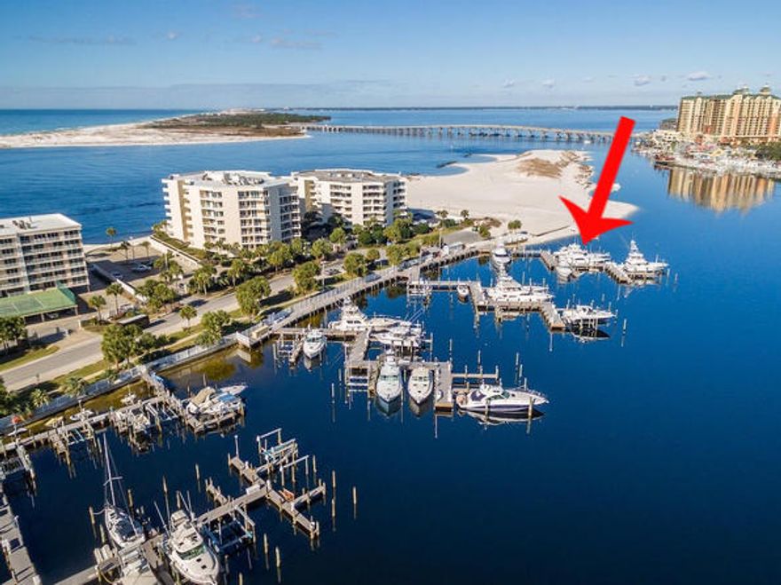 East Pass Towers marina is a great place to dock your boat on deep water just minutes to the East Pass, Choctawhatchee Bay and the Gulf of Mexico. The slip will accommodate a 50' + boat or a very large vessel and is situated in a very desirable location. The newly renovated marina offers a gated entry for security & privacy, fish cleaning & pump station, electric service, cable, phone, and water.
