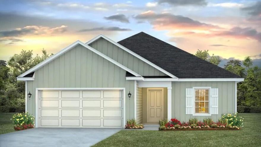 Welcome to Rivers Cove featuring a beautiful community pool and playground. The charming Lismore model offers a fabulous open layout for relaxed living, 3 bedrooms, 2 bathrooms, 2-car garage, and the 'Smart Home Connect' System with various convenient Smart Home devices. The well-designed open kitchen includes stainless steel appliances, a smooth-top range, built-in microwave, quiet dishwasher, corner pantry, island bar, eye-catching wood-look flooring, and plush carpet in the bedrooms. No wasted space and a highly desirable floorplan. Fabric Hurricane door and window protection is also included. Enjoy the stylish curb appeal in the rapidly growing area.