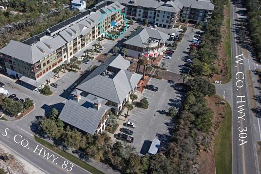 This second floor professional office space in Redfish Village with windows facing south to Hwy 30A and the Gulf shares restroom facilities and a heated and cooled corridor with other offices on the second floor. The space has an open floor plan with one large storage room / office. It also includes a small refrigerator and cabinets. The monthly rent includes condominium association dues and real estate taxes. The only additional cost to tenant is electricity, internet, and phone. Redfish Village is a community situated over 8 acres bordering Redfish Lake and 30A in Blue Mountain Beach. Access to the development is available from both Co Hwy 83 and 30-A. The community includes 80 well-appointed residences and carefully selected merchants.