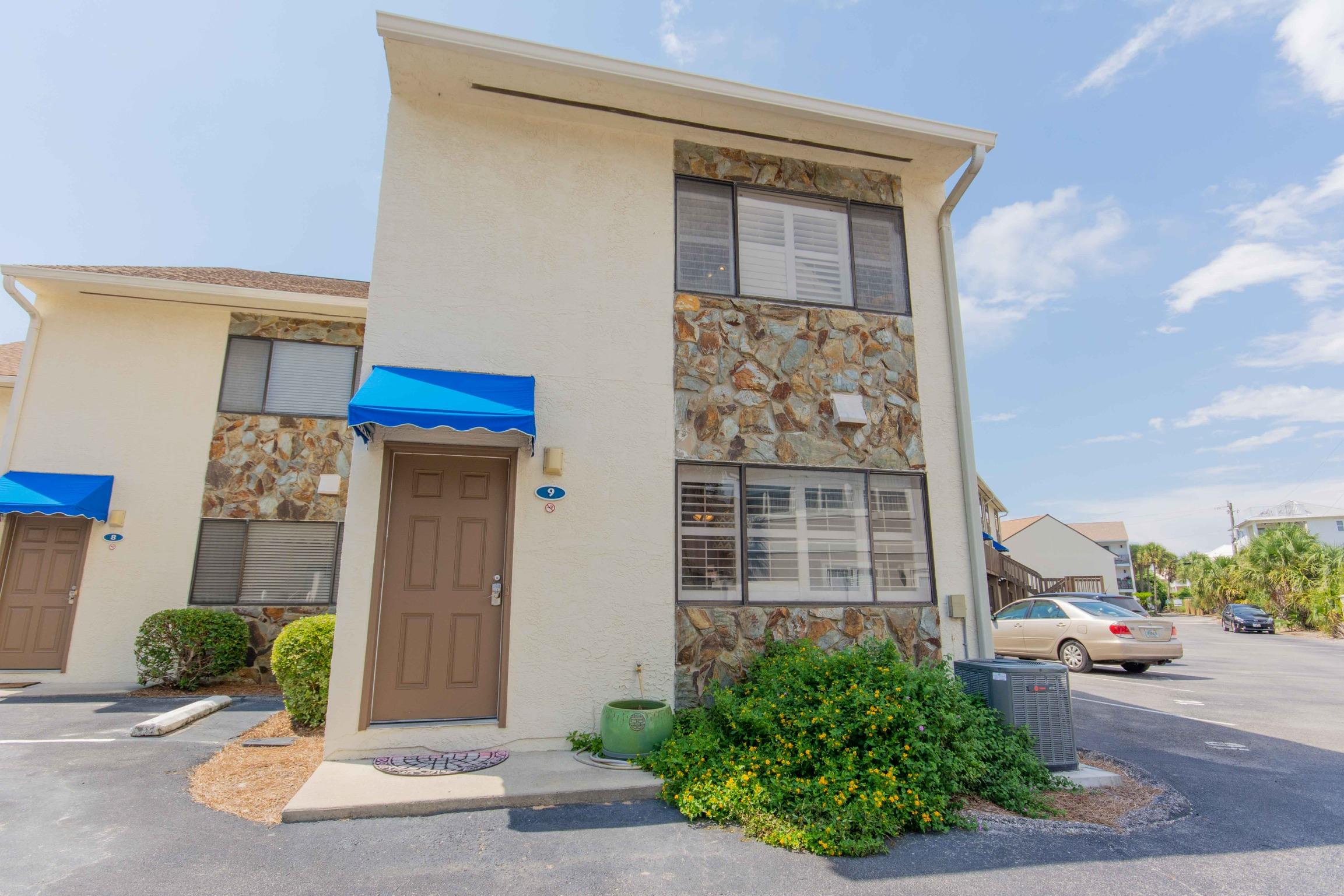 Blue Surf Townhomes has an incredible location on Scenic 98 just across the street from Pompano Joe's. Unit 9 has an exceptional layout and is just steps to the white sand beaches and emerald waters of the Gulf. This gorgeous townhome has been completely remodeled with tasteful upgrades and an excellent rental history. Updates include a upgraded kitchen featuring granite countertops, custom cabinetry, and modern fixture & hardware finishes. This Blue Surf Unit has been professionally decorated with a beach flare that has proven popular with renters. The living room features a bar with mini-fridge. Additional features include updated bathrooms with custom tile shower/tub combos, and pinterest inspired bunk beds in the upstairs bedroom.