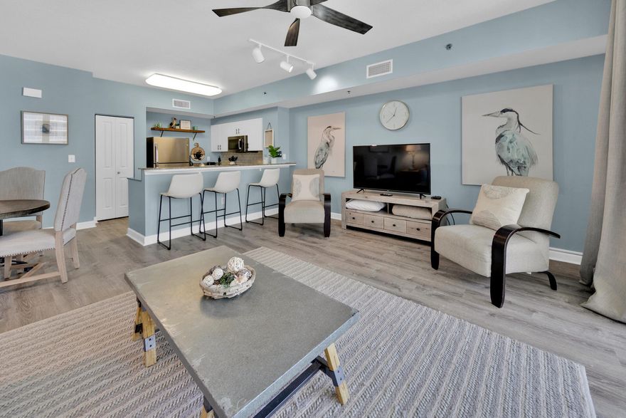 Exceptionally renovated unit includes 1 bedroom, two full baths and a bunk room. The current owners did a fabulous job renovating this unit. Some of the features include New LVT flooring throughout the main living area and bedrooms, newly tiled bathrooms and showers, custom kitchen backsplash, stainless appliances and updated paint and furnishings. This unit also comes with a deeded parking space on the 10th floor of the parking garage. You can park and walk to the unit without having to wait for an elevator. Shores of Panama is a top vacation destination for Panama City Beach with lots of amenities for homeowners and guest. This unit is rental ready and will make an exceptional vacation rental or second home.