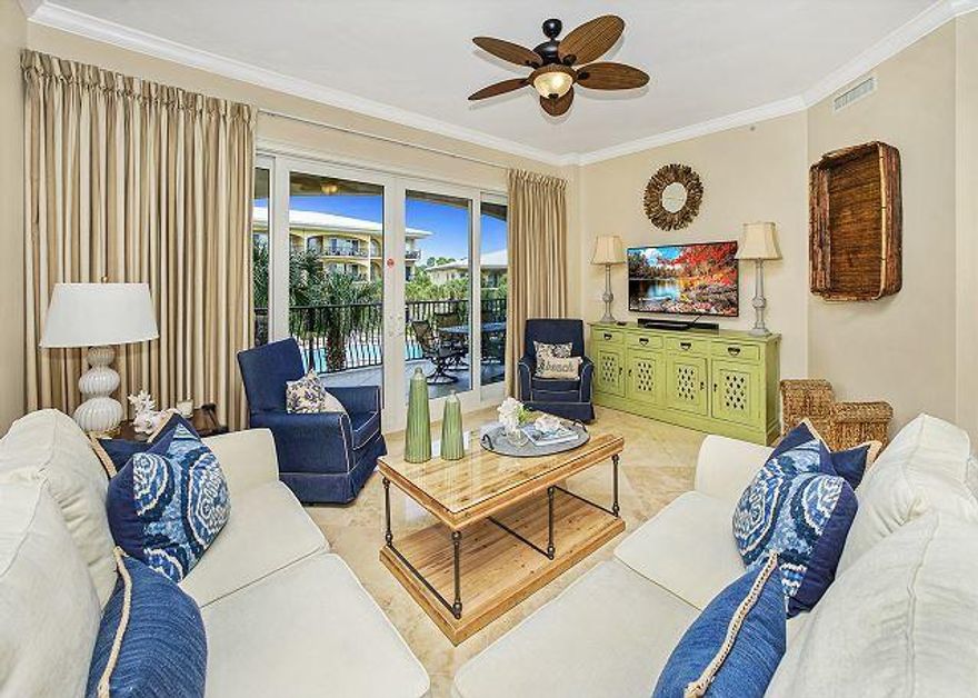 Nestled in one of the most lush and coveted locations along 30-A, this turnkey beach condo is what you've been waiting for! 3 bedrooms plus 3 bathrooms, 1792 sq ft, located in premier building D poolside! Inviting, light-filled rooms welcome you, while the condo's coastal chic ambiance suggests casually elegant living and entertaining in all seasons. This property is situated in a prime position with all of Adagio's amenities right at your fingertips! This is a great opportunity to enjoy all that 30A living has to offer and would be a great investment opportunity, 2nd home, or full time residence. Come enjoy this gated gulf front community with: a gym, community room,  hot tubs, two resort style pools, one which is a heated infinity edge and the other is 8,000 sq ft for all to enjoy!