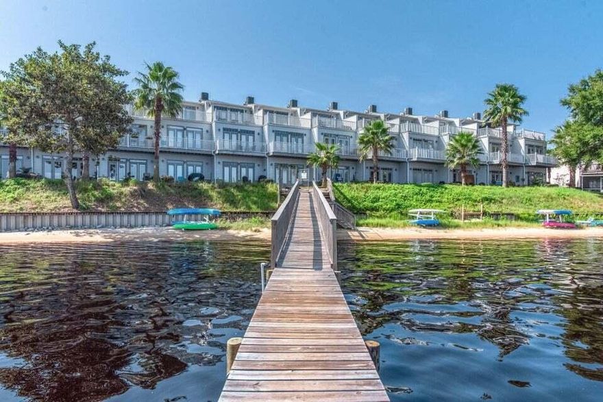 The ultimate water front living! This is the one you've been waiting for! Upscale 3 level townhome right on the East bay with boat slip and lift. Over 2035 sq/f  with 3 bedroom 3 full bath and a garage. The first floor consist of kitchen / living area with travertine floor and spectacular water view. 1 bedroom, bathroom and outdoor patio.The master suite with double french doors leading to balcony overlooking the bay  on  second story. Large master bathroom with walk-in-shower, double vanity and granite counter. Laundry area and additional bedroom with bathroom occupies the second floor.Third floor has a great room with wet bar, again double doors leading to this amazing oversize balcony for more of that breathtaking water view.Hidden Bay offers maintenance free living with community pool. Conveniently located across from Hidden Creek golf course and a few miles from beaches, schools and shopping.