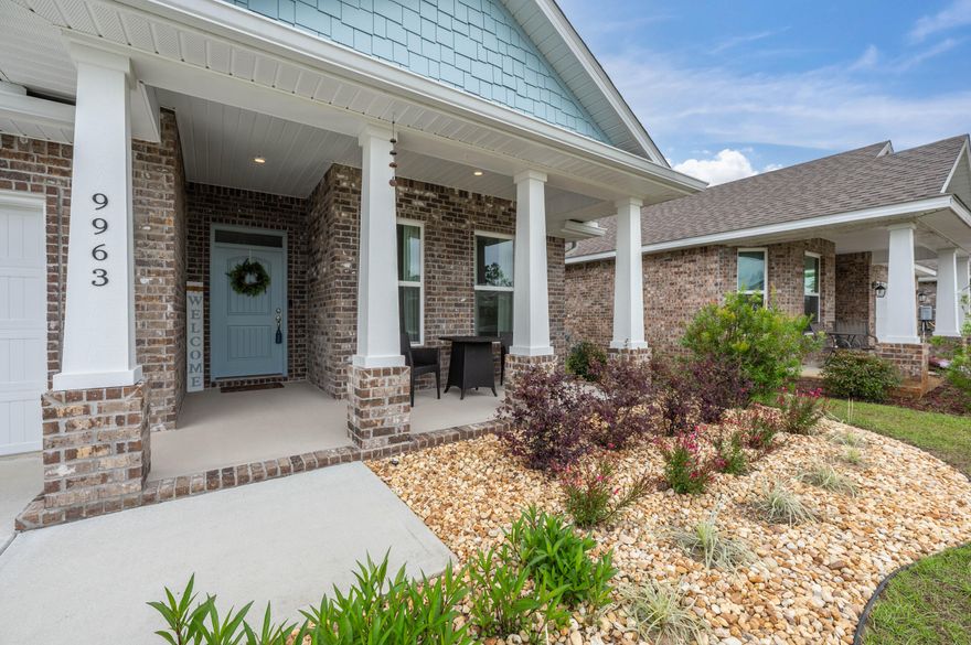 Nestled in the gated community of Sunrise, this home offers an open floor plan with high ceilings and a designated office/flex space. You'll enjoy the 2 covered porches (one fully screened) and a fully fenced backyard. The kitchen comes equipped with ample cabinet storage, a large island with a breakfast bar, granite countertops, a 5-burner gas stove, a pantry, and a fridge with an ice and water dispenser. With the split floor plan, you'll have privacy for the primary suite, located at the rear of the home, just off the living room. The primary suite is suitable for a king-sized bed and has plenty of space to comfortably get around. The bathroom has a double granite vanity with an oversized garden tub, a separate shower, and a massive walk-in closet that has been impressively built out. Th