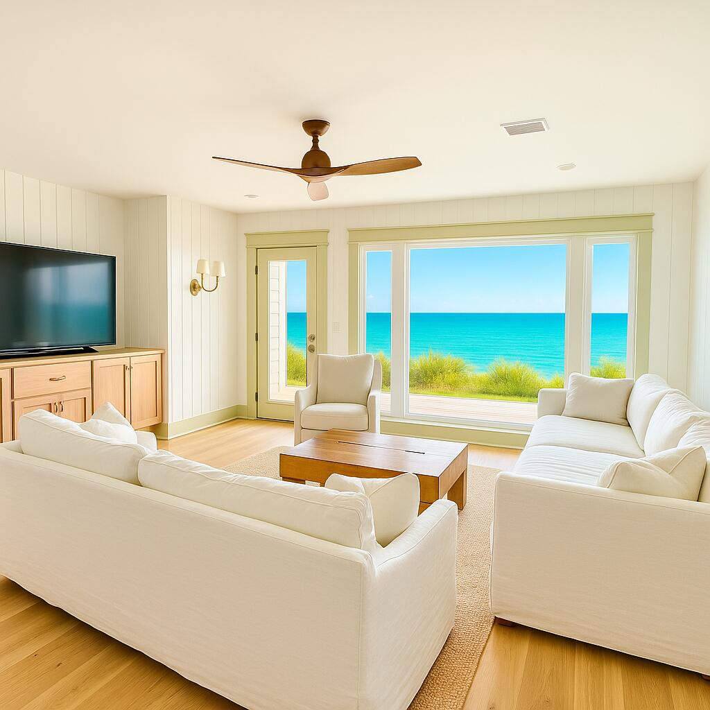 Enjoy the best and highest views on Scenic Highway 30A in this fully renovated two bedroom, two and a half bathroom condo at Sea Bluffs in Blue Mountain Beach. Sea Bluffs is nestled 65 ft above the beach and features private beach access for you and only 19 other condo units. When you enter the unit, you are greeted with gorgeous beach views through the large living room windows. The open concept plan boasts a coastal chic living room, dining room and kitchen on the main floor, in addition to a hallway bunk and a half bathroom. An inviting porch off the living room invites you to enjoy incredible sunrises and sunsets, not to mention access to a full day of playing at the beach. The second floor hosts the master suite and guest suite. Relaxation awaits in the beautiful, oversized master suite with ample sunlight from two sets of sliding doors that lead to the balcony. The master bathroom features a claw foot soaking tub, shower and double vanity complete with marble countertops and floors. The guest suite features a vaulted ceiling and generous space for guests to unwind. The guest bathroom includes an oversized shower with multiple shower heads. The condo can comfortably sleep 10 guests and has actual rental income that exceeds $100K annually. The condo was fully renovated in 2023 with custom cabinetry and solid white oak floors throughout the home, soapstone countertops in the kitchen, V groove and Shiplap walls, Moroccan Zeilege tile, furniture and fixtures from Arteriors, Rejuvenation, Visual Comfort, Pottery Barn, Anthropolgy, and more. Sea Bluffs has an agreement with La Dulce Vita for any beach chairs, umbrellas, bikes, kayaks and more.