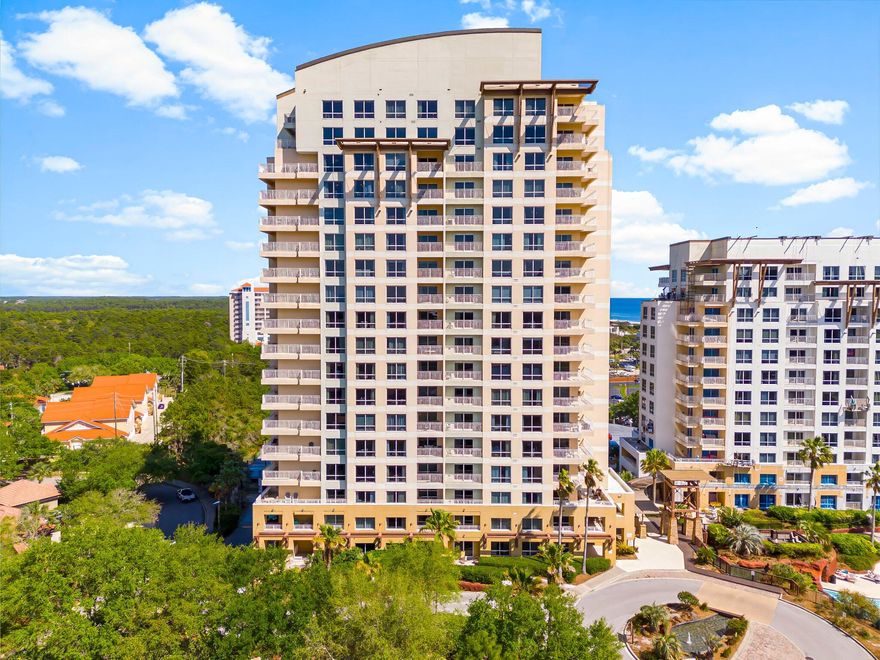 Studio Unit - Fantastic views of the Gulf of Mexico, Choctawhatchee Bay, lake, and golf course from this 8th floor studio in Sandestin's LUAU I building. This unit is beautifully appointed with updated furnishings, and plank style tile flooring. Complete with a king size bed and sleeper sofa you can comfortably accommodate 4 guests. This unit also offers a generous size full bath, kitchenette with compactfridge, microwave, and coffee maker. Plenty of space to relax on the balcony and take in all the views. LUAU I amenities include beach access, an oasis resort pool with hot tub, and waterfall, seasonal tiki hut, kids splash zone, grilling area, sundeck and onsite fitness. This unit has been well maintained and is turnkey. Gross Rental Income for 2024 was $20,400.