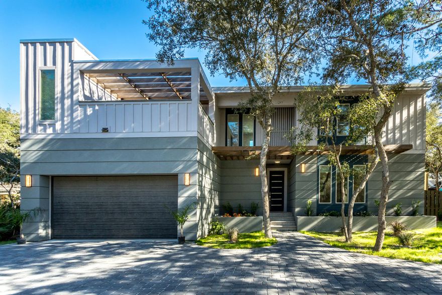 Ready to sell - Make your Offer. Newly built home with a contemporary design is just a short walk to two beach access points. Beach Highland neighborhood home is an entertainer's dream, a perfect full-time residence, second home or rental property. The 5 bedroom home has 2 master bedroom suites and 3 large guest bedrooms, all with en suite baths. The open floor plan features LTV floors or tile throughout, and boasts a huge kitchen and great room, flowing naturally to the dining area alongside a private courtyard and luxurious, gas heated pool and hot tub, complete with in-pool sun deck. Great room and kitchen have vaulted pine ceilings with the adjacent dining area a wall of glass doors leading to the private pool oasis. 2 car garage and circular paver driveway provide plentiful parking