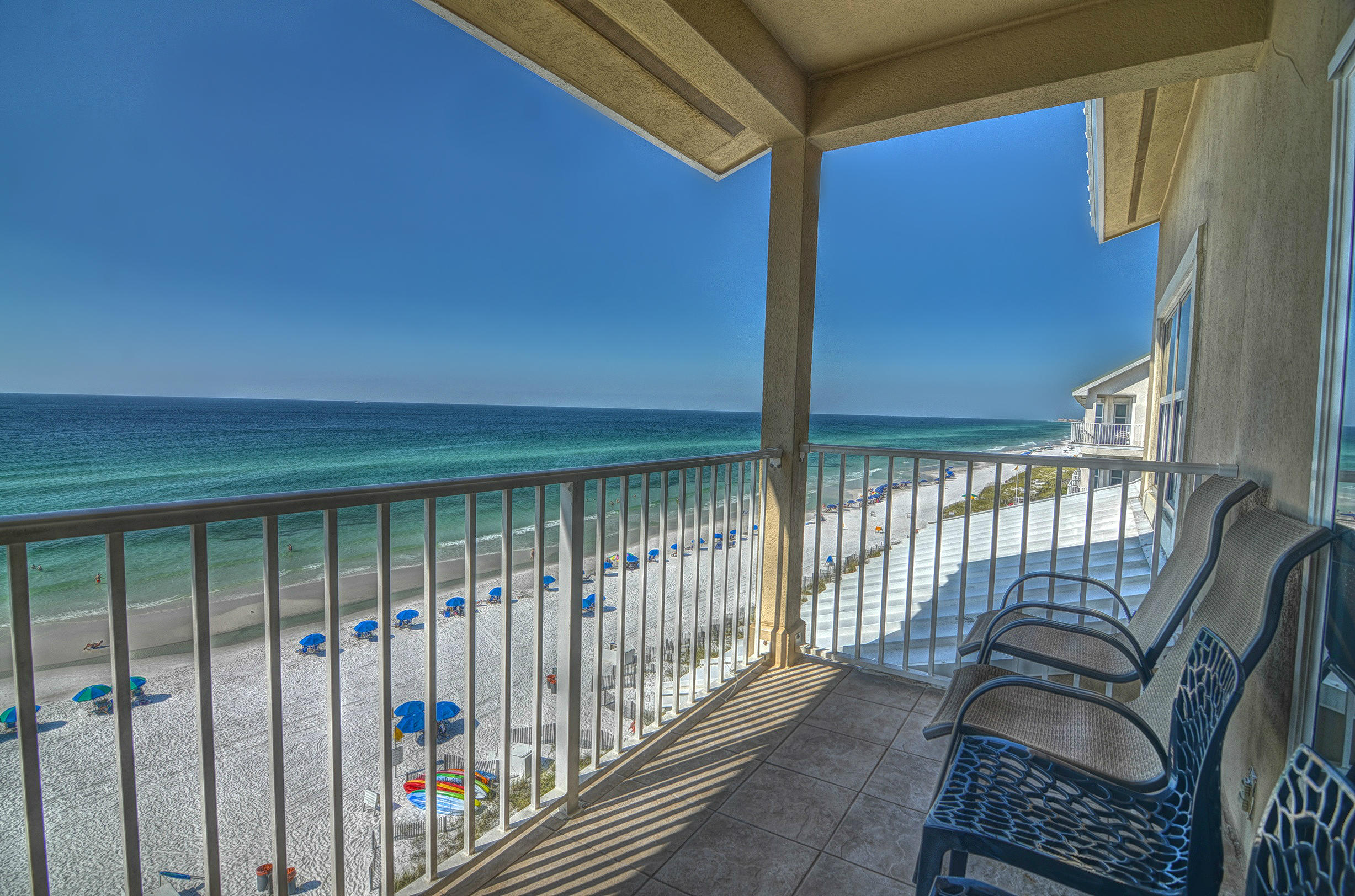 THE ULTIMATE LUXURY! Directly on the Gulf of Mexico with stunning views! This two story, four bedroom & four bath penthouse has been completely renovated with new furniture, 65'' Sony TV, new bedding & mattresses, new kitchen & appliances. On the first level is a gulf front master with a California king bed, attached private bath with a separate shower /Jacuzzi tub, with a sitting room off of it overlooking the white sandy beaches. The living room has a ceiling that goes all the way up to the second floor with sky lights allowing for a magnitude of natural light. The beautiful kitchen is open to the living room and has a bar for casual eating and a large dining table.