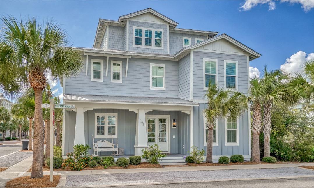 This stunning residence displays one of Seacrest Beach's best locations near the resort-style community pool. This home has been carefully curated to provide an extraordinary experience at the beach. This luxe getaway can be a coastal escape for you and your family as well as a top-producing rental property. This property presents a great floor plan with an expansive first level, first level primary suite, second floor game room, second floor summer kitchen, and top floor media room. The heart of this home is located on the first level with your kitchen, dining and living spaces surrounded with natural light. The chef's kitchen has been outfitted with high-end appliances, a large island with seating for three, and a dining area with seating for ten. The first floor primary suite is delightful with its luxe furnishings and dreamy ensuite bathroom. On the second level, you are greeting by a gaming area and access to the summer kitchen. The top floor has an incredible media room, sure to host relaxing movie nights. The home is offered fully-furnished and rental-ready. Explore this sanctuary designed for relaxation, connection and unforgettable memories on the coast!