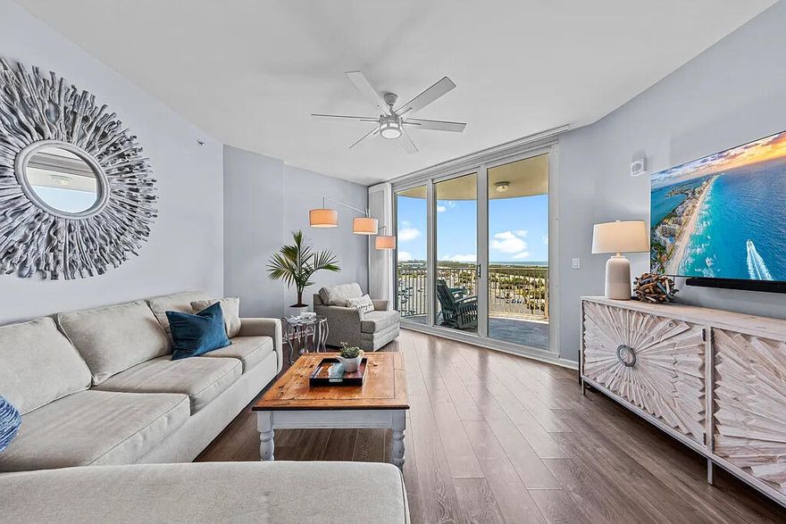 Beautifully renovated 8th-floor condo at The Palms of Destin--fully furnished, turn-key, and ready to continue generating rental income. This 2-bedroom, 2-bath layout has been thoughtfully updated throughout, featuring brand-new kitchen cabinets, countertops, backsplash, and appliances, along with all-new furniture selected for comfort and style. Bathroom includes new tile flooring, updated vanity, and modern lighting for a clean, coastal aesthetic.The private balcony provides unobstructed views of Henderson Beach State Park and the Gulf of America. The Palms offers an on-site restaurant, coffee bar, and seasonal beach shuttle service. The HOA covers all utilities, including electricity, water, trash, Wi-Fi, and cable--making ownership simple and predictable. Amenities include an 11,000 sq. ft. lagoon pool with waterfalls, a large hot tub set within a lush 2-acre oasis, a children's pool and splash pad, a state-of-the-art fitness center, outdoor pickleball, tennis, and basketball courts, an outdoor grilling area, and more. With its prime location, upscale upgrades, and strong rental history, this condo is an exceptional investment and a great beach retreat.