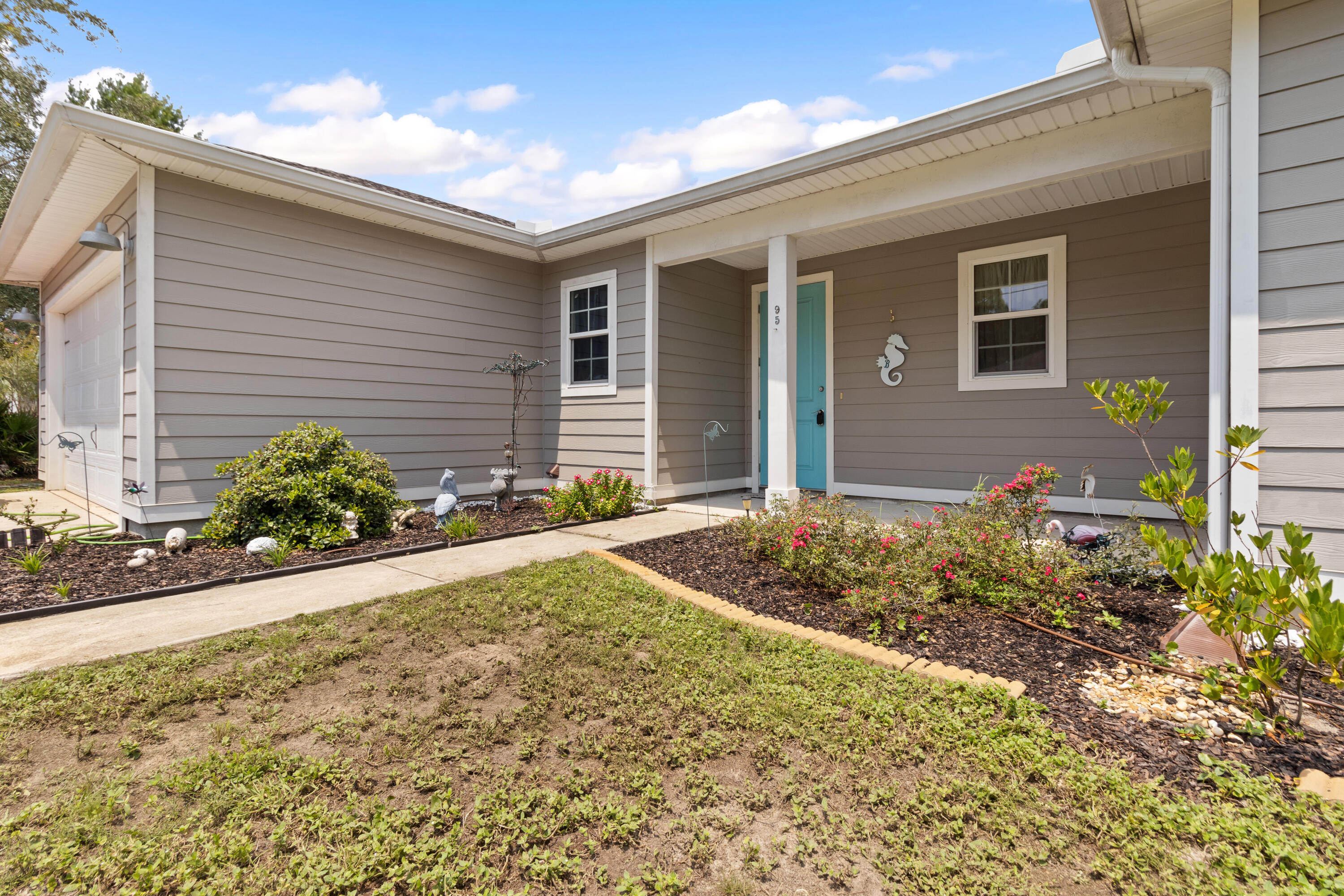 Incredible opportunity to own a stunning Santa Rosa Beach home with no HOA, built in 2019 by Corbin Ousley. Just minutes from pristine beaches, shopping, and restaurants, this home features an open floor plan, granite countertops, stainless steel appliances, and refined finishes throughout. Enjoy peace of mind with hurricane-impact windows, a storm-rated roof, gutters, and a security system. The 4-bedroom layout plus a dedicated office, and the washer, dryer, and fridge are included. The spacious fenced yard is perfect for pets, kids, and gatherings. A rare find with tons of potential!