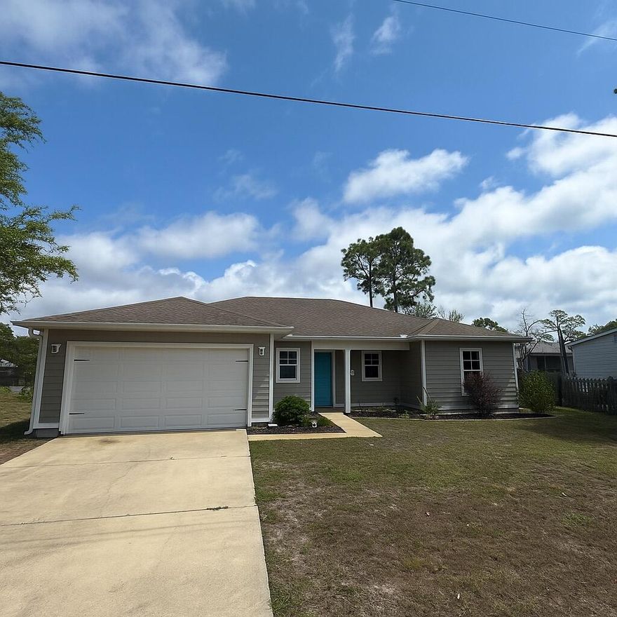 Incredible opportunity to own a stunning Santa Rosa Beach home with no HOA, built in 2019 by Corbin Ousley. Just minutes from pristine beaches, shopping, and restaurants, this home features an open floor plan, granite countertops, stainless steel appliances, and refined finishes throughout. Enjoy peace of mind with hurricane-impact windows, a storm-rated roof, gutters, and a security system. The 4-bedroom layout plus a dedicated office, and the washer, dryer, and fridge are included. The spacious yard is perfect for pets, kids, and gatherings. A rare find with tons of potential!