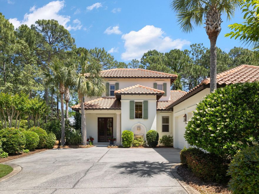 Situated on one of the largest lots in the coveted Vineyards enclave within Sandestin Golf and Beach Resort, this elegantly updated home offers the perfect balance of quiet privacy and refined resort living. Tucked at the end of a peaceful street and thoughtfully enhanced with a new pool (2022), fresh exterior paint, and new upstairs flooring (2023), the home is ready for immediate enjoyment, whether as a full-time residence or luxurious second home.Polished travertine floors lead through the light-filled main level, where a gourmet kitchen opens to a gracious great room and dining area. The first-floor master suite includes its own sitting room and tranquil views of the screened lanai. Dual vanities, an oversized shower, and soaking tub elevate the primary bath. A second downstairs guest suite offers comfort and privacy with its own ensuite bath and walk-in closet.

Upstairs, a guest bedroom with a private bath is joined by a versatile fourth bedroom or office, complete with a built-in desk, quartz counters, beverage fridge, and wet barperfect for remote work or hosting in style. The lush side yard borders a wooded common area that cannot be developed, ensuring lasting privacy.

Residents of the Vineyards enjoy the peaceful side of Sandestin Golf & Beach Resort, with no short-term rentals allowed.  Yet residents still enjoy exclusive access to Sandestin's top-tier amenities, including private deeded beach access, championship golf courses, a world-class tennis center with pickleball courts, and miles of scenic trails perfect for walking or biking. Plus, shopping, dining, and entertainment await just a golf cart ride away at both the Village of Baytowne Wharf and Grand Boulevard. Whether you're lounging poolside under the palms or out exploring all the resort has to offer, this home is a serene retreat at the center of it all.