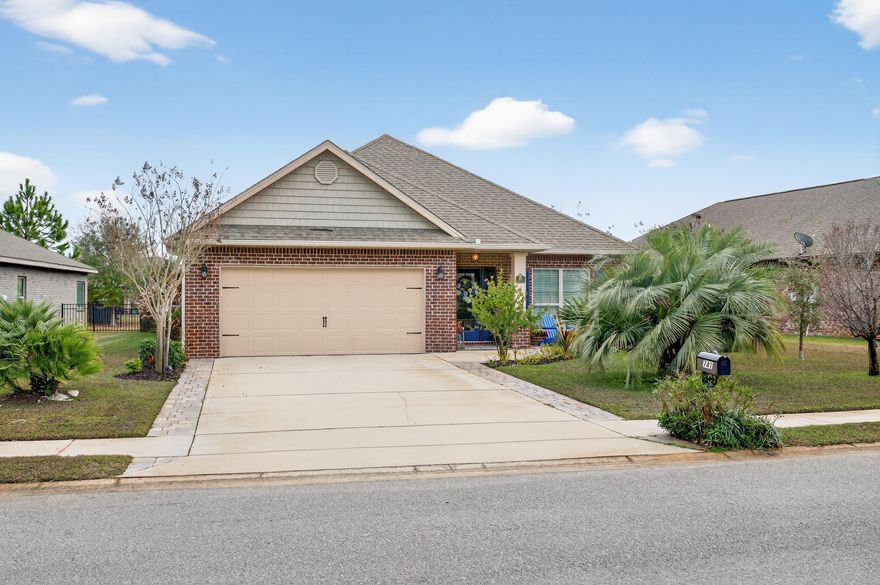 741 Cocobolo Dr combines single-story comfort with a private backyard oasis in Driftwood Estates. This well-maintained 3-bedroom, 2-bath home, including two spacious guest bedrooms and a versatile office space, offers a flexible layout and a warm, inviting atmosphere.The extended brick driveway, 2-car garage, and front patio give the home strong curb appeal, enhanced by lush tropical landscaping, landscape lighting, and gutters. Inside, hardwood floors run through the main living areas and primary bedroom. Tray ceilings add a touch of elegance to the office, living room, and primary bedroom. The kitchen and dining area flow naturally to the living room, offering connection while maintaining defined spaces. The kitchen features stainless steel appliances, granite countertops, abundant cabinet space, and a solid-surface island with extra storage and workspace.

The spacious primary bedroom includes an en-suite bath with double sinks, a garden tub, separate shower, and walk-in closet. From the living area, step onto the screened-in porch for relaxed outdoor living.

The fenced backyard is private and serene, with a brick paver patio, fire pit, storage building, and peaceful pond views. Additional features include Fabric Shield Hurricane Shutters, a Rainbird irrigation system with well, Sentricon stations and evident pride of ownership throughout.

Driftwood Estates offers a community pool, catch-and-release ponds, and walking trails, while a nearby county park provides pickleball, tennis, soccer, basketball, a track, playground, picnic spots, and ample parking. The home is just minutes from the beaches along 30A, shopping, restaurants, and Sacred Heart Hospital.
Driftwood Estates Park https://www.mywaltonfl.gov/Facilities/Facility/Details/19