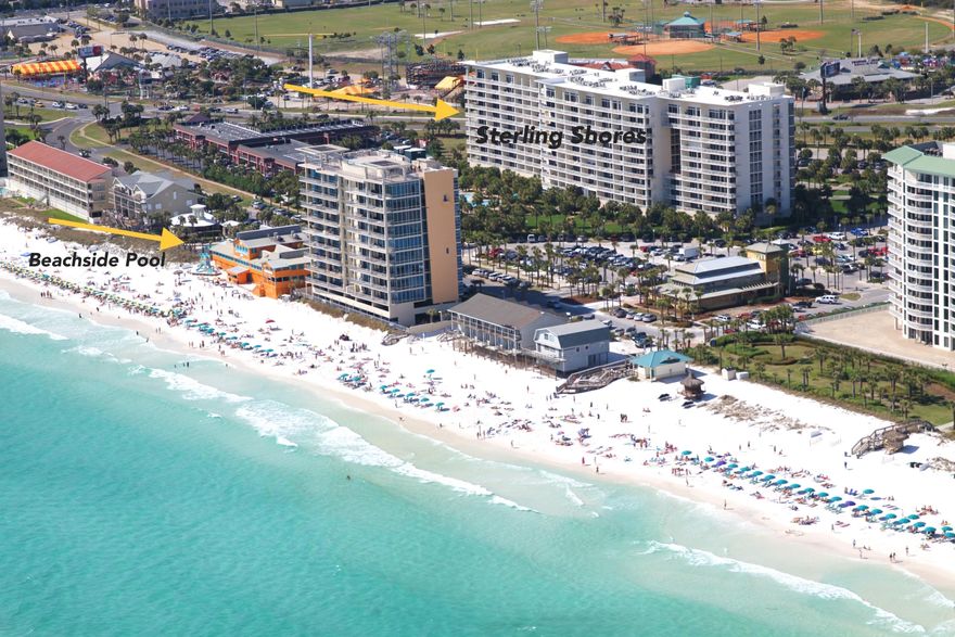 Sterling shores unit 1003 offers sparkling gulf views and deeded private beach access for a fantastic second home or investment rental. Settle in to relax and enjoy this popular Islamorada floor plan with serene furnishings and decor that maintain the peacefulness of the Emerald Coast. The open living area with large sliding glass doors allows envious amounts of natural light into this unit. Enjoy convenient access to Sterling Shores private beach less than a minute from the 4300 sqft Lagoon style pool which includes a private beach club and second private pool directly on the beach.