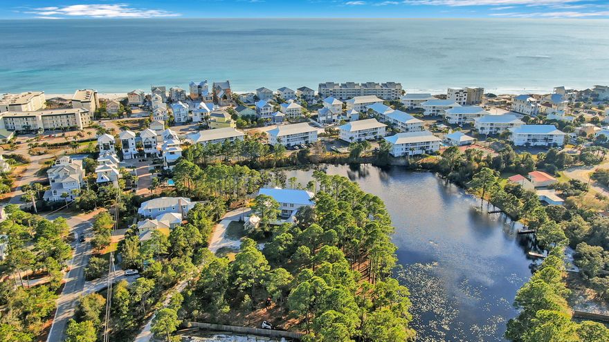 Rare lakefront homesite located in the heart of Seagrove beach! Situated within minutes of the sugar white sands, future homeowners will enjoy incredible sunset views over the Gulf of Mexico! This large site will accommodate a large main home, carriage house, pool and plenty of parking. A private dock can be constructed on Tresca lake to enjoy paddle boarding, kayaking and fishing. Do not miss the opportunity to build your dream waterfront home on 30A!