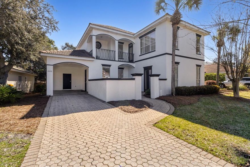 This luxury beach house in the exclusive Destiny West gated community of Destin is a true gem for those seeking a serene coastal lifestyle. Nestled amid lush tropical landscaping along Scenic 98, this property offers both privacy and proximity to resort amenities and beach access. With four bedrooms, three and a half bathrooms, and potential for a bunk room, this makes it an ideal option for families or as a lucrative rental investment. The home highlights exquisite craftsmanship and elegant design, featuring interiors with chic European touches. The inviting living room, complete with a fireplace and Restoration Hardware furnishings, sets a sophisticated yet relaxed tone. The Primary suite on the main level provides a luxurious retreat with its spacious bath and soaking tub. The kitchen is a chef's dream, equipped with stainless steel appliances and natural stone countertops. Upstairs, three additional bedrooms and outdoor patios offer ample space for rest and relaxation. As part of the Destiny resort community, residents enjoy access to a heated pool, hot tub, fitness center, tennis courts, and a clubhouse, making it a perfect blend of comfort and luxury for either permanent living or as a vacation haven.  The back yard is spacious enough to acommodate a private pool.