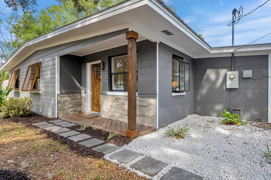 Beautifully renovated mid century style home in central Fort Walton Beach.  You'll love it from the moment you pull into the large driveway with plenty of parking.  The hip style of Bahama shutters , new metal roof and faux stone porch has been getting tons of praise as it was being renovated.  Now is everyone's opportunity to come see the gorgeous interior but be quick as it won't last long.  New LVP flooring, new carpet in the bedrooms and tile in the bathrooms.  You'll find the kitchen with beautiful white shaker style cabinets featuring soft close doors and drawers with quartz counter and peninsula with room for stools. All new stainless appliances and range hood. The wood shelves and beautiful shelving over the sink top off this stunning kitchen.  This home features a large dining spa