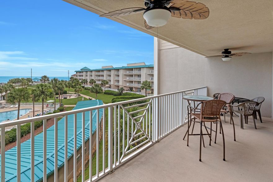 Enjoy Sweeping Views of the Gulf and of the beautiful Amalfi Coast Resort amenities and grounds from this third floor Southern facing unit offering one of the largest two bedroom floor plans on Scenic Gulf Dr. Upgrades throughout make this a true turn key investment. Spacious guest bedroom with Hallway Bunks, and a generous Master suite with sliding glass doors leading to the 20ft+ long covered balcony. Amalfi is a concrete and steel constructed complex on 8 1/2 lush acres, gated and fenced with grilling areas, 360 Ft of unobstructed Gulf front with gazebo and beach service. Fitness center, 2 pools, one heated, two lighted tennis courts and clubhouse. This unit is being sold with a deeded garage parking space worth $25,000 and an interior storage cage