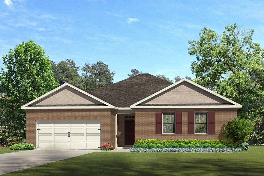 South of I-10! County Taxes! Public sewer & underground utilities. The Denton is an open floor plan with 4 bedrooms and 2 baths. A spacious kitchen with island opens up to the dining and living area. Master suite has a garden tub, separate shower, double vanity & a huge walk-in closet. Listing Broker/Salesperson has ownership interest in the property. Pictures, photographs, colors, features & sizes are for illustration purposes only & will vary from the homes as built. Home & community information including pricing, included features, terms, availability & amenities are subject to change & prior sale at any time without notice or obligation. Sq footage/dimensions are approximate. Estimated completion is October.