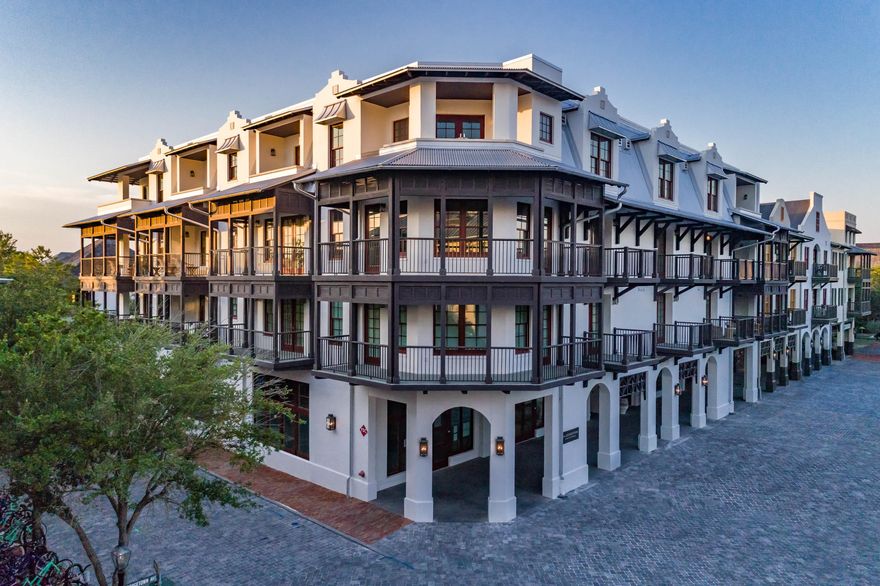 Saving the Best for Last! The Georgetown is the last building constructed on N. Barrett Square in Rosemary Beach. This 3 bedrooms, 3 bathrooms, a large bunk-room, and lots of balconies is now being offered fully furnished. Unique to residential condominiums,each unit has a large laundry room with utility sink & storage, deeded conditioned storage room and deeded covered parking space. Several of the interior appointments include Wolf 36'' dual fuel range with griddle, Sub-Zero French door refrigerator and wine cooler, wire brushed oak hardwood floors, frame-less glass showers and Calcutta Gold marble counters.