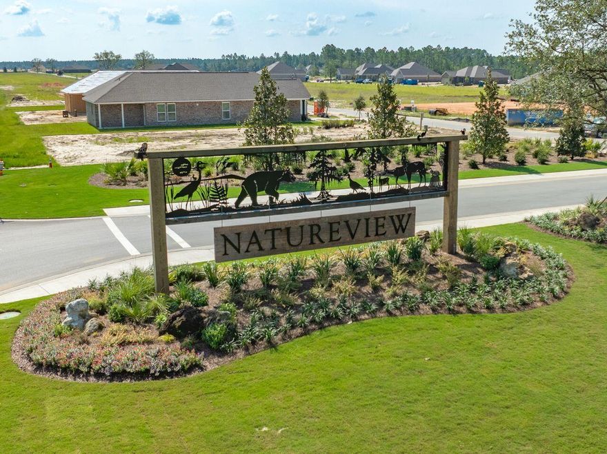 Awesome builder rate plus FREE refrigerator. Restrictions apply.The AUBRY III G in Natureview community offers a 4 bedroom, 2 full bathroom, open design. Upgrades added (list attached). Special Features: double vanity, garden tub, separate custom tiled shower, and walk-in closet in master bath, tray ceiling in master bed, walk-in pantry, covered rear patio, undermount sinks, LED lighting, crown molding, ceiling fans in living and master, framed mirrors in all baths, smart connect WIFI thermostat, smoke and carbon monoxide detectors, landscaping, architectural 30-year shingles, flood lights, and more!Energy Efficient Features: water heater, electric kitchen appliance package, vinyl low E windows, and more! Energy Star Partner.