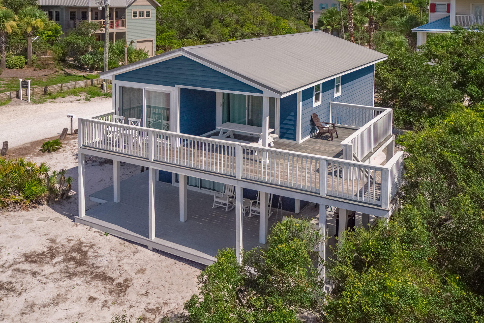 LOT SPLIT POSSIBLE! The split was approved to move forward after meeting with Walton Planning on 11/14/24 where it was determined to be eligible. Complete Application Package is available upon request. ''Sand Wishes'' is a charming beach cottage that has been totally redone with extensive remodeling and all new furnishings. It is located off the beaten path in the established residential neighborhood of Tang O Mar yet close to everything Miramar Beach has to offer. Set in between Silversands Outlet Mall & Sandestin Resort you can have the feel of old Florida with it's quaint oyster shell private road yet close to shopping, Baytown Wharf, Baytown Marina, Grand Blvd, & Sacred Heart Hospital. Three minute walk to your private beach and it sits on a large lot with views of the Gulf. This is the perfect place to call your beach retreat or build your dream home. Zoning is Coastal Center and the property lies in Flood Zone X so no mandatory Flood Insurance. Options are enjoying the cottage as it sits, building a much larger single family home in the future, or pursuing the Lot Split to make room for two larger three story vacation rental homes. Sales are extremely rare in this neighborhood as it is very popular with both owners and vacationers alike. Call for a viewing today and claim your piece of paradise. Note: Lot Split for 186 Tang O Mar directly across the street was recently approved and two homes are under construction there now.