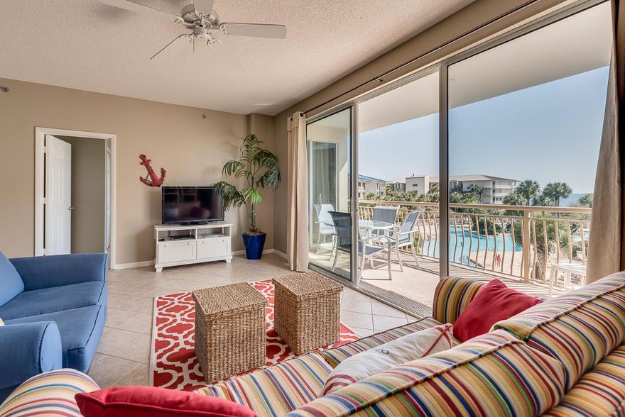 ''Magic Moments'' is truly what you will experience in this third floor unit with stunning views of the lagoon style pool, 6 cascading waterfalls and glimpses of the Gulf beyond. Sit on your generous sized balcony or relax in the master bedroom to enjoy the view. This unit with an open concept plan has just completed a makeover worthy of HGTV, complete with new wood flooring in bedrooms and hallways, fresh paint in all rooms, stainless steel appliances in the kitchen, updated stylish dcor thru out, new balcony railings, new windows in master and all new sliding glass doors. Perfect as a vacation home or a rental property this 3 bedroom unit is being sold fully furnished and rental ready. Rental projections at $67,000 +. High Pointe is located south of 30A on the Gulf