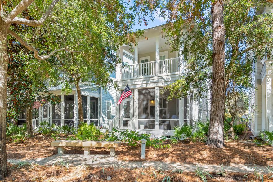 Summer IS sweet at this beautiful home in the highly sought after neighborhood, Watercolor. This 4 BR/4.5BA property features primary suites on both floors with a private porch off the 2nd level. A bonus space upstairs & 2 additional baths complete the 2nd floor. With the open floor plan, plenty of windows & the screened front porch you'll enjoy the preserved green space in front of the home; not to mention the short stroll to the Dragonfly Pool. This turnkey 2nd home has been recently painted on the interior & exterior, is well-maintained & is not used as a rental. New furniture & rugs convey (few exclusions). Watercolor home ownership features amenities that are unparalleled including access to the newly debuted Camp Watercolor & Beach Club. Watercolor is centrally located on 30A near