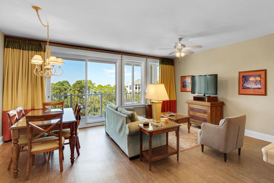 Great bay views from this 4th floor unit in the popular Grand Sandestin! This unit has EXCELLENT rental potential, as it's an ''A rated'' lock out unit. The owner of this gorgeous condo can maximize rental capability by renting as a studio unit + a full 1 bedroom, two bath OR use it as a full 2 bedroom 3 bath. The Grand Sandestin is one of the finest condominiums inside Sandestin and the pride of ownership of this particular unit will not go unnoticed. Located within walking distance to The Village of Baytowne Wharf and all of the shops, restaurants and recreation that has to offer, it's also only a short shuttle ride to the beach. You really have the best of both worlds with this one. Call today to see this gem!