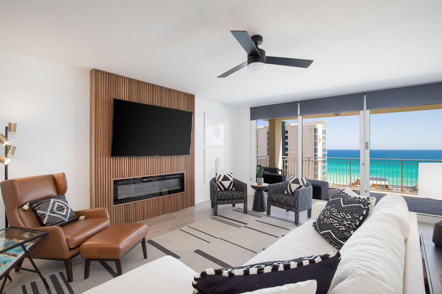 Absolutely stunning 3 bedroom, 3 bath condo in the popular Sterling Shores condominium in Destin. This unit has gorgeous views of the gulf as well as of the large lagoon style pool and lush landscaping surrounding the development. This unit has a ''lock out'' capability, so it can be used or rented as a full 3BR/3BA or as a 2BR/2BA and a separate 1BR/1BA with it's own private balcony and kitchenette. This is one of the most popular floor plans in the building and the height in the building is ideal. It was completely renovated in 2021 and has new ac units, new hot water heaters, in 2016.