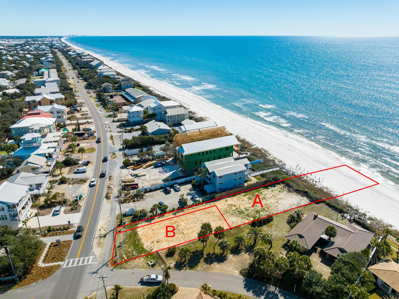 Prime Gulf front lot located on the east end of 30A! This lot is 72 x 100- almost 0.3 acres! Plenty of space to build your primary residence, or a lucrative vacation rental. The opportunities are endless! In the included photos, this is parcel A. Parcel A offers gorgeous waterfront and incomparable, forever Gulf views! Inlet Beach offers many dining and entertainment options, and is in close proximity to Seaside, Alys Beach, and Rosemary Beach. Don't hesitate to schedule your viewing today!Plans nearing completion for a near 10,000 sqft home on lot A. *Buyer to verify all*