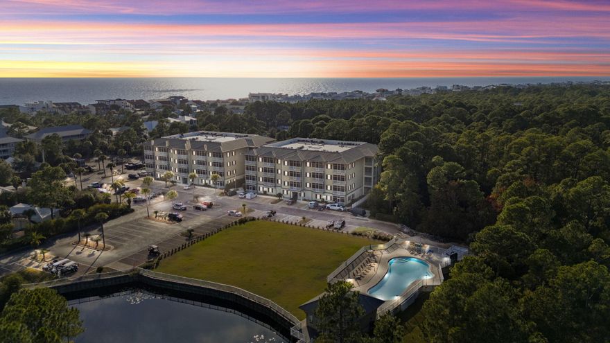 Gorgeous Seagrove Highlands Condo - Steps from the Sugar White Sands of 30A. This beautifully updated and newly painted, first floor end unit offers 3 spacious bedrooms, 2 full baths and abundance of natural light throughout. Enjoy a private screened and covered porch surrounded by lush landscaping - perfect for morning coffee or unwinding after a day at the beach. Recent updates include new flooring, all walls, trim and door freshly painted and newer stainless-steel appliances. The exterior facade and grounds are impeccably maintained showing pride of ownership throughout the community. Residents enjoy the serene community pool, clubhouse with gathering space and private lake with tranquil views. Located in the heart of Seagrove Beach, this hidden gem is close to all of the best of 30A!