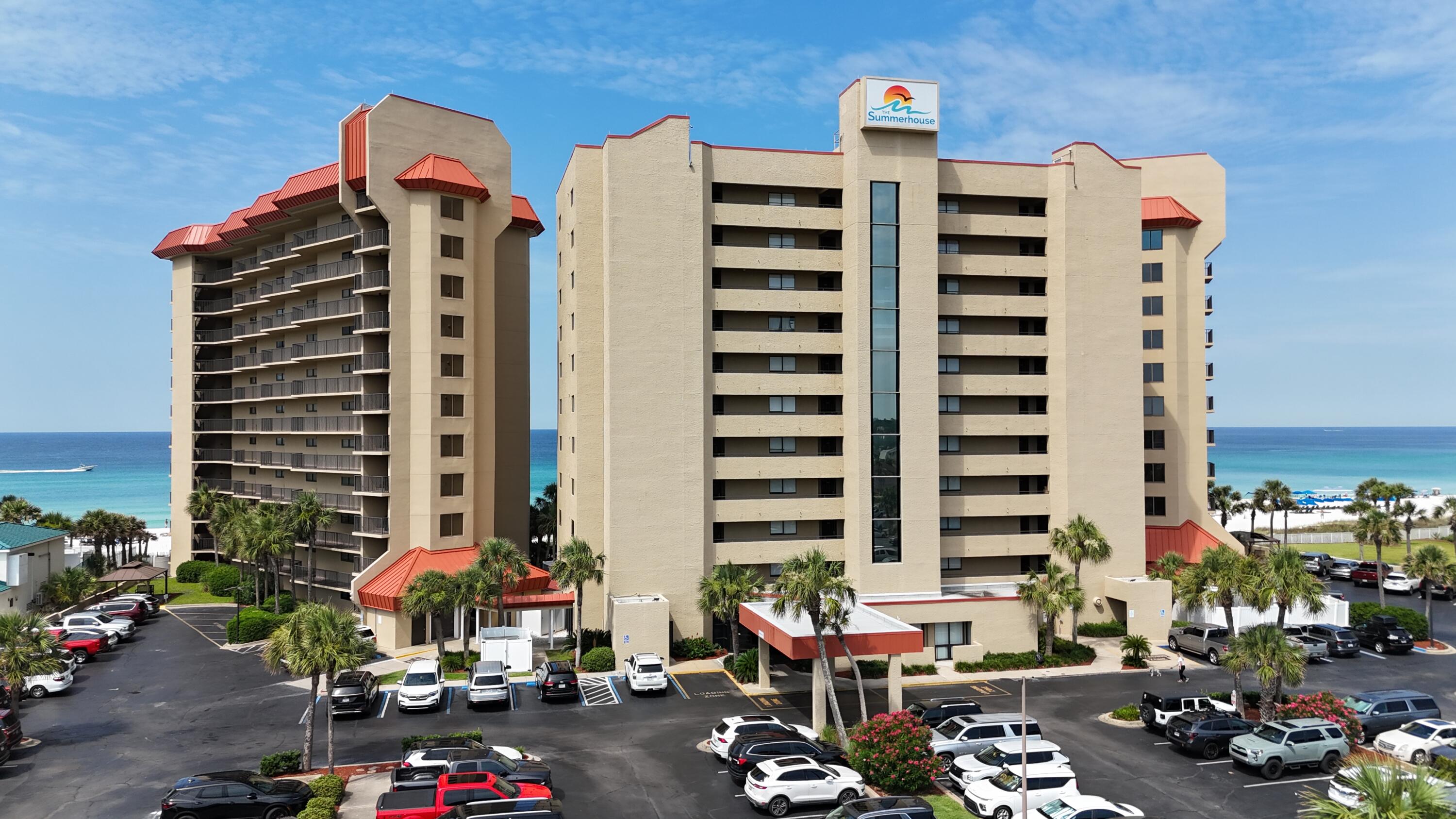 Summerhouse 603 is located in the Grand Lagoon area of Panama City Beach. The complex consists of 3 buildings with abundant parking. The grounds are well maintained and creates a tropical oasis around the two pools with large beach front gazebo. This unit is located on the sixth floor in the middle building providing an outstanding direct view. It's high enough to not have the view blocked by any palm trees or have pool noise. Inside you will find it has been nicely updated with no carpet. Short term rentals are allowed and there is an onsite rental office as an option for management. This unit has a full size water heater as well as full size washer/dryer.