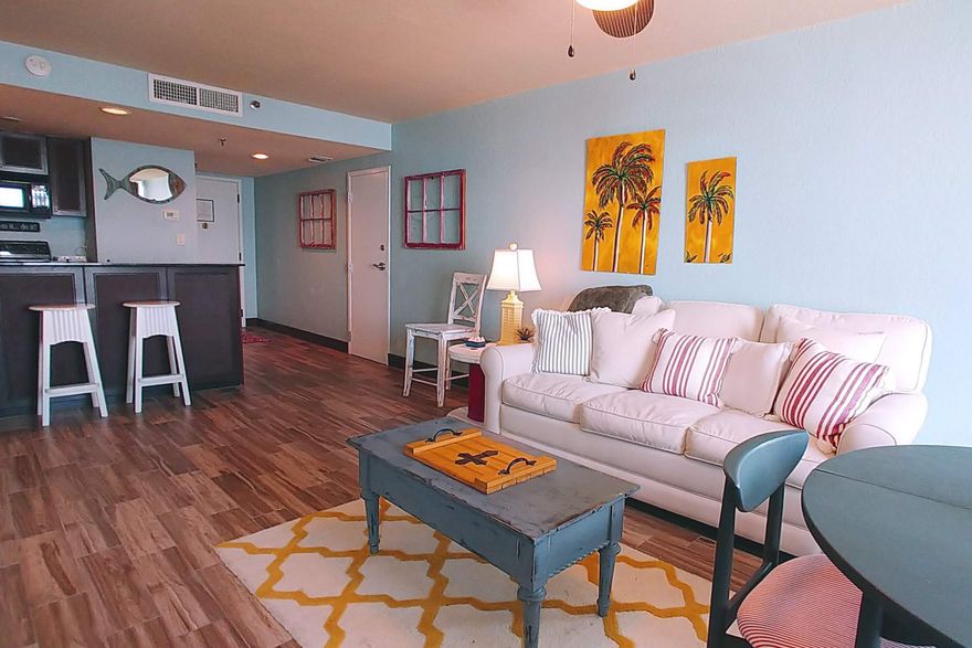 Updated, A-rated suite with panoramic Bay views!!! Located on the ground floor with easy access to the tropical pool and sun deck. The entire condo has been remodeled with porcelain plank wood flooring (no carpet!), new contemporary furnishings, including a king size Serta bed and flat screen televisions. The full service kitchen offers rich mahogany colored cabinets and granite counters paired with all black appliances. In addition, there is a nice, covered patio with access from the bedroom or dining area. Bayside at Sandestin is centrally located, adjacent to The Links Golf Course, Linkside Conference Rooms, Sunset Bay Caf, Sandestin Spa & Fitness Center and community pool.