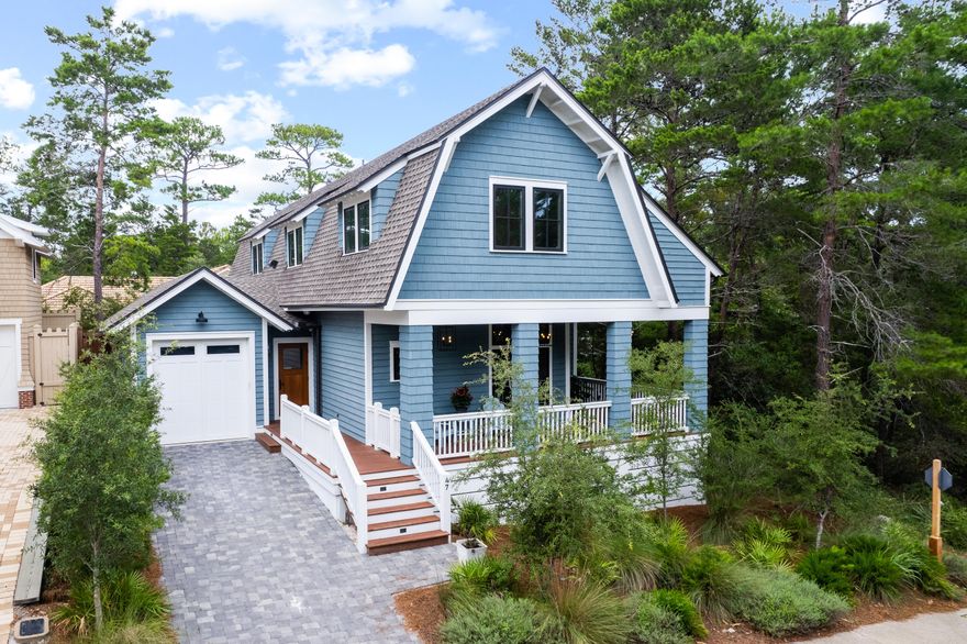 Nestled within the gates of Draper Lake Coastal Village, this gorgeous Gambrel designed home was completed in 2020 with an emphasis on timeless elegance and superior craftsmanship. Offering an ideal combination of both indoor and outdoor living spaces, the design and finishes throughout the property come together to create a beautifully curated home. As you enter the home, you are welcomed into the living/dining space with double doors leading to an expansive covered porch surrounded by a lush garden.  A butler's pantry was added in 2021, as well as several updated finishes.   One master bedroom is located on the first floor with a full ensuite bathroom and the second floor master offers beautiful views of Draper Lake.