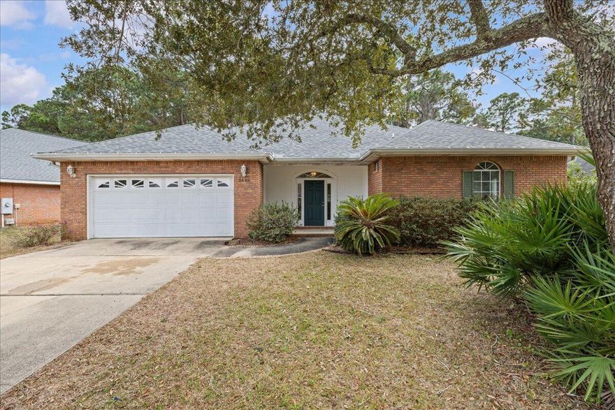 Welcome to the beautiful Indian Woods subdivision of Destin. Single level, custom built, brick home offers low-maintenance living. The interior features a spacious open floor plan with vaulted ceilings that span the living and dining areas. For added peace of mind, the home was upgraded with a new roof in 2022 and HVAC in 2020. Close proximity to beaches, restaurants, schools, and shopping.