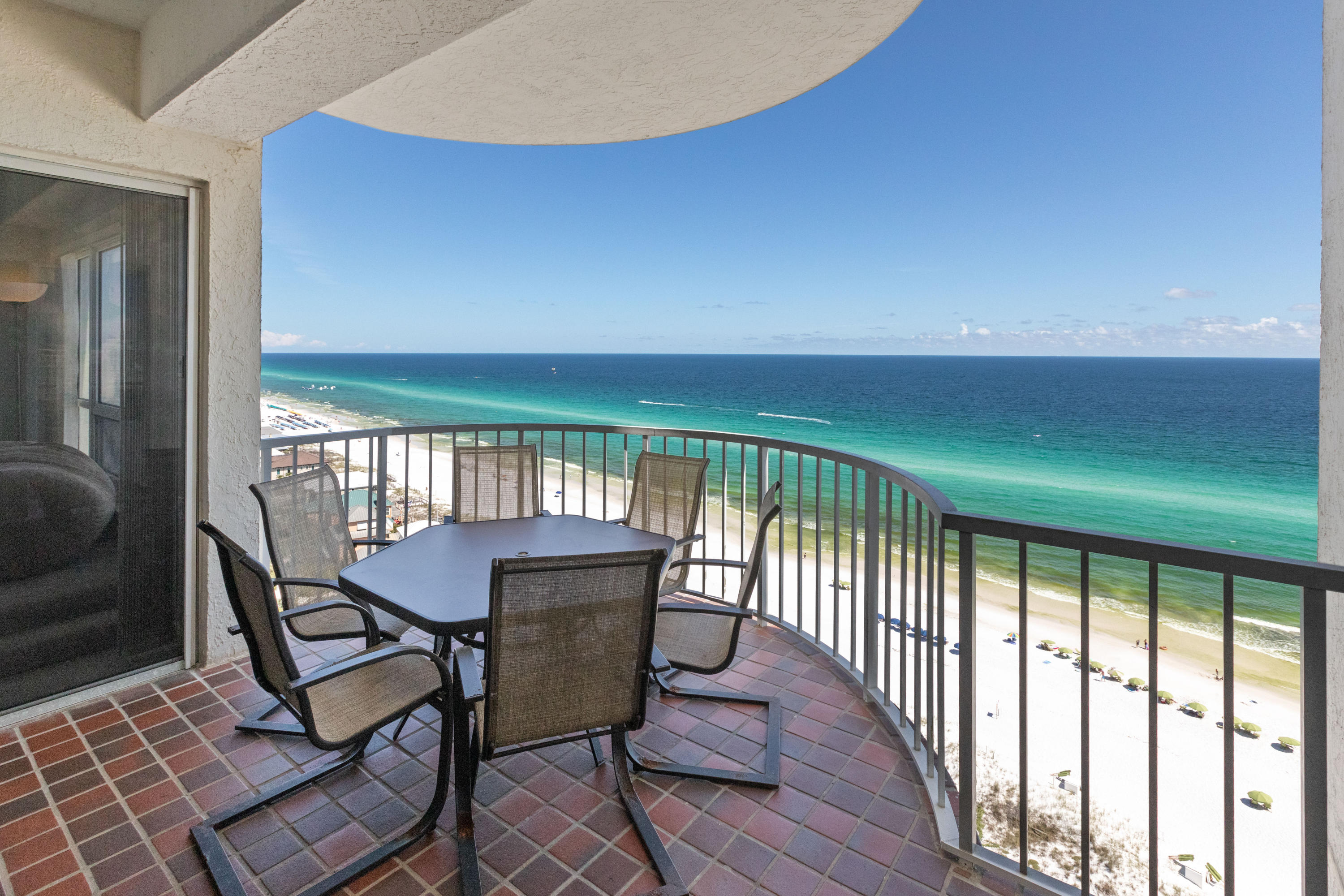 Lowest priced Gulf Front 4 bedroom! This is your opportunity to own the PENTHOUSE directly on the Gulf in the private community of Hidden Dunes.Condo has views of the Gulf AND white sand. Secure and private with guard gated entrance. Plush grounds open to Gulfside living at its finest. Coded elevator to Penthouse level. End unit on the East end of building with soaring ceilings and two story windows. Each room is thoughtfully designed and tucked away for the utmost in privacy throughout. 500 square foot Gulf facing Master suite with two balconies and large sitting room. Man cave or kids den with two adjoining suites. Second private master. Two levels of garage parking and this unit is allocated 4 covered parking spaces. A must see. Currently used as vacation rental in high demand.