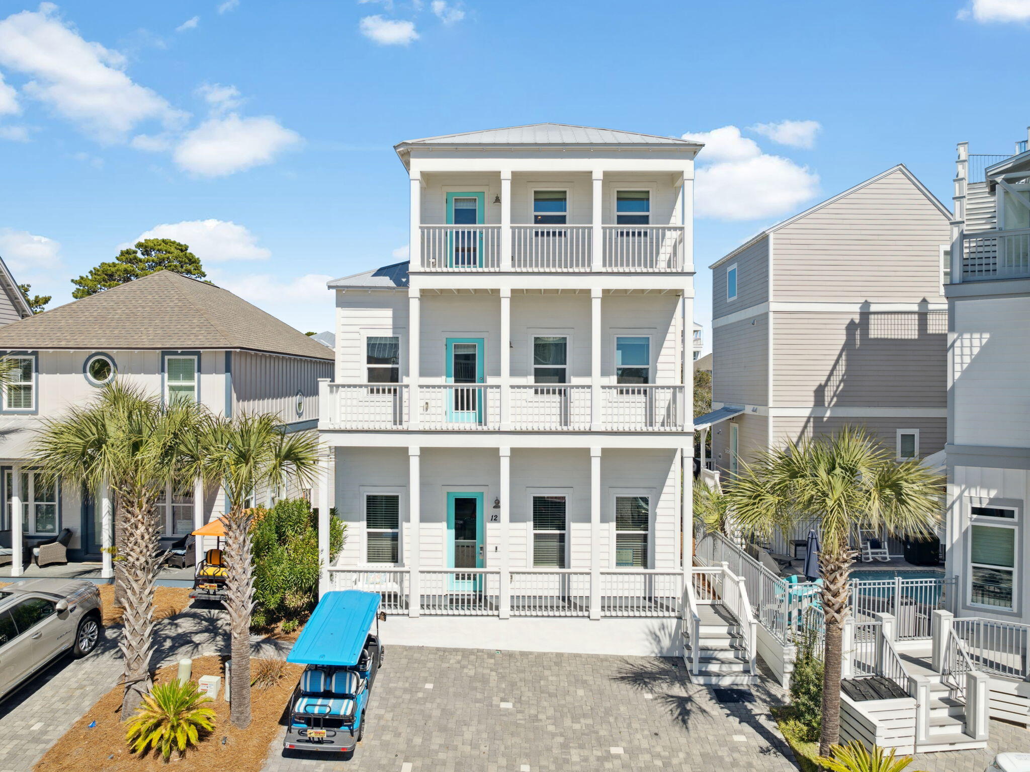 Modern Beach Home in Prime Location--Rental-Ready and Steps from Dune Allen Beach. Located in the highly sought-after neighborhood, Serenity at Dune Allen, just a short distance from the Dune Allen Beach public access on the West End of 30A. This newer, three-story home offers the ultimate beach lifestyle with space, privacy, and convenience. Whether you're looking for a luxury vacation home or a high-performing rental property, this home is a perfect fit.This 4-bedroom, 4.5-bathroom home features three primary suites, making it ideal for multigenerational families, guests, or rental opportunities. The three levels of porches, and a screened-in rear patio, provide plenty of outdoor living space to enjoy the Florida sunshine. The home is fully furnished and rental-ready. It features a spacious layout and modern finishes with designer touches, and soaring 12 foot ceilings. With privacy and multiple spaces for relaxation, this property is perfect for both personal enjoyment and income generation. A new community pool is coming soon, adding even more value and appeal.
Take advantage of this luxurious beach home that offers the best of both worlds - proximity to the beach and all the luxury amenities that Dune Allen has to offer including Stinky's for dining and music. Don't miss out on this opportunity!