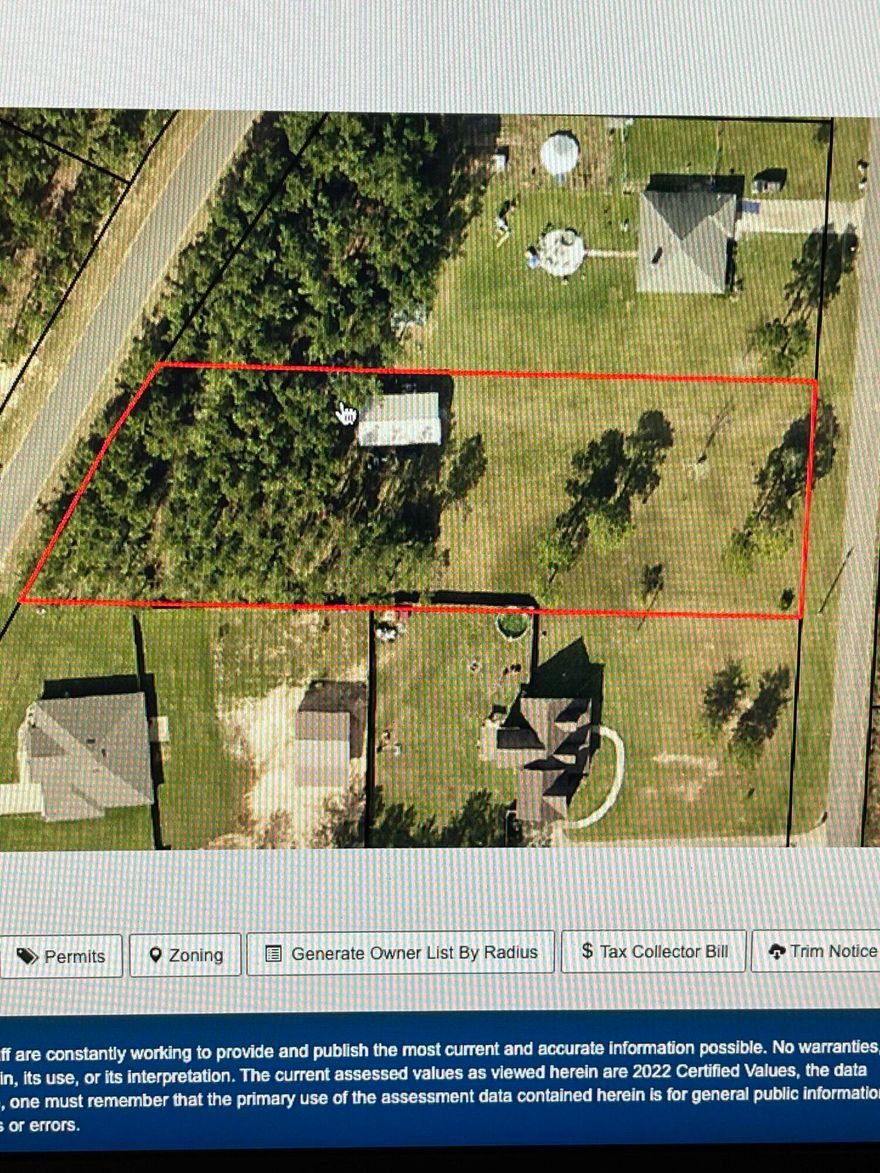 MOTIVATED SELLER!  DOUBLE FRONTAGE! Come build your dream home on this amazing lot that gives you the feeling of being out in the country but a five minute drive from the property to a new K-8 school, brand new Piggly Wiggly grocery store, and Little League baseball fields.  It is also only approximately 10 minute drive to Five Points area that has Publix, several retail shops and fast food options.  There is an amazing 1000 square foot workshop already on the property.  There is also access from Dewey Jernigan Road and also from the back of the property from Ten Mile Road.