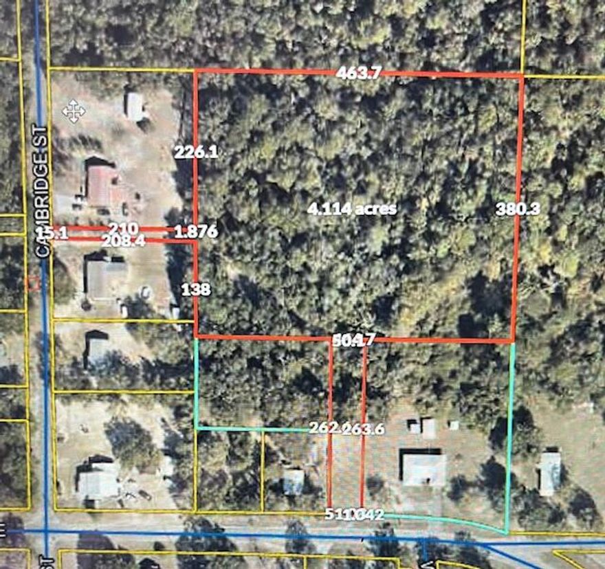 Development Dream location in the Heart of DeFuniak Springs. It will be the buyer's responsibility to contact the City Planning Department and verify all information concerning the development of this property.  Any development plans have to be approved by The City Planning Board.   This 4.04 acres has a 15 foot dirt road access to the property from Cambridge Road (paved).  Our Brokerage has available a lot on Bay Avenue, MLS #933721, that is adjacent to the seller's property.  Prior to closing, the seller's agrees to give an easement from the back of the Bay Avenue property to the 4.04 acre property line. Seller will provide a copy of the recent survey on the 4.04 acres. A 50 ft. Easement from the Right property line to the south border line of the 4.04 acres is available and negotiable.