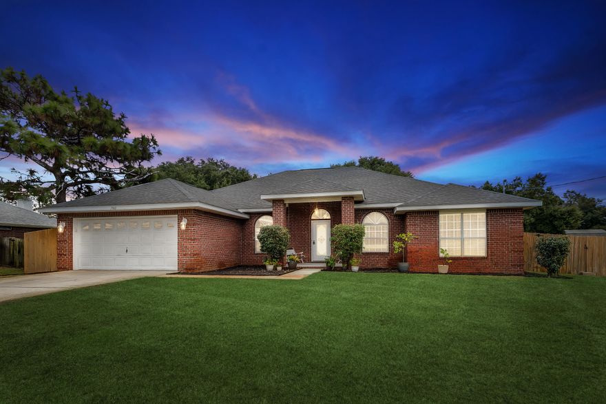 Conveniently located culdesac street with very little traffic, walking distance to West Navarre Primary School and access to the best amenities in all of Navarre! *2020 Roof & water heater, new oven/microwave combo, garage door opener, fence, light fixtures, ceiling fans, and New LVP flooring.  This 4 bedroom, 3 bath, full brick home has an open floor plan with a screened porch. Plenty of space for entertaining indoors & a huge backyard with shade trees for outdoor living to include a fire pit. Holley By The Sea offers 48 acre recreations center to include - clay tennis courts, golf, Beach house for events, Lap pool, Baby pool, Family pool, Full weight room & cardio, Volleyball court, pickleball, Ball field, Basketball court, Youth department for before & after school care and summer camp