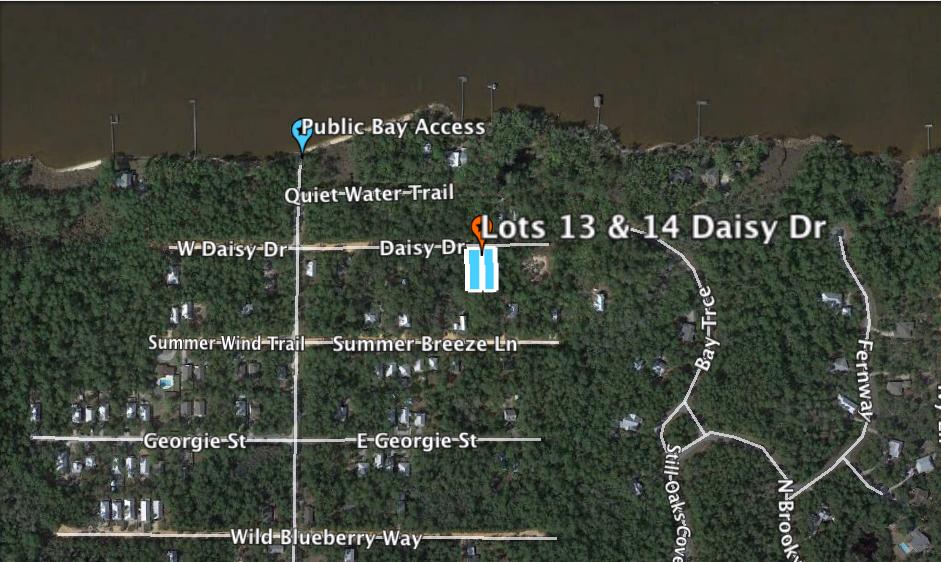 Build your home on one of these two lots and keep the other as your yard for plenty of privacy. Quiet street with only four homes on the street. Keep the large trees to add some passive shading for your Florida Cottage. Bay access just around the corner at the end of Cabbage Rose Ln. No build-out time or active HOA.