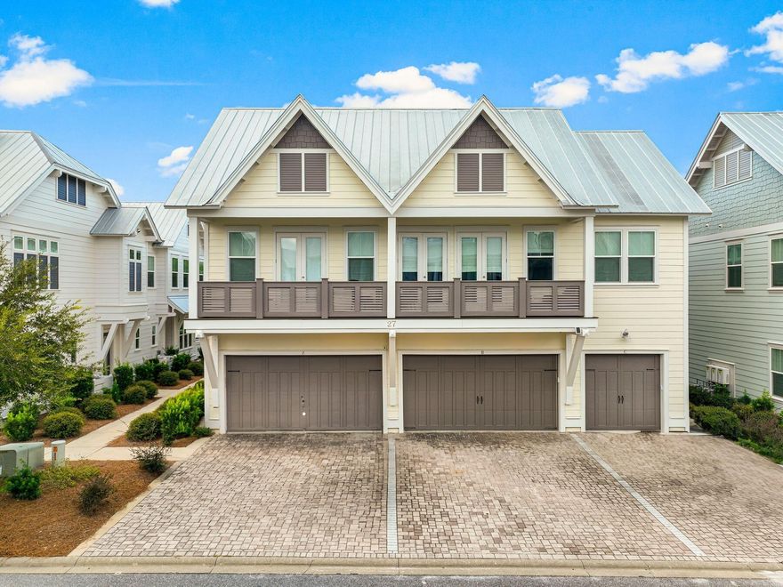 'Love at the Beach' is the ultra-cozy Cozumel Triplex Townhome floor plan uniquely designed to feature 3 bedrooms and 2.5 bathrooms with a 2-car garage.  This home features 10ft ceilings, hardwood floors, quartz countertops, and stainless steel appliances to name a few.  The main level consists of a generous kitchen, living and dining area, along with a convenient half bath and a separate full-sized laundry room for additional storage. The open living and dining areas have plenty of windows to offer a bright and spacious feel.  Residents of Prominence will enjoy easy access to a beautiful town center and two resort style pools. After a long day at the beach,  the beautiful resort style pool lies just 60 yards from this wonderful townhome. "The Big Chill", formerly known as "The Hub" is the community's town center which includes restaurants, shops, and an amphitheater with a covered event pavilion, a cinema screen for movies as well as a stage for concerts and special events.  "The Big Chill" is a great venue for everyone of all ages and is extremely kid friendly.  Local bands play weekly and movies for kids and adults are shown during the week. "Love at the Beach's" location is just minutes from Seaside, Alys Beach, Rosemary Beach and Destin. While in the town of Prominence, you will be surrounded by the finest beaches on 30-A, scenic coastal dune lakes, and the breathtaking beauty of Deer Lake State Park.  Additionally, a 6-seater golf cart will convey with the sale of this townhome with an acceptable purchase price.