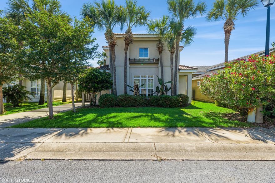 Well maintained Tuscany home south of 98! New stainless appliances in 2021 and new energy efficient windows & AC in 2015. First floor master with french doors that open to wrap around deck. Granite in kitchen. Spacious loft on second floor for kids. Great neighborhood with pool. Excellent location near Mid-Bay bridge.  Connected storage shed.  Solid history of long term rental potential ($2600-$2900/month).