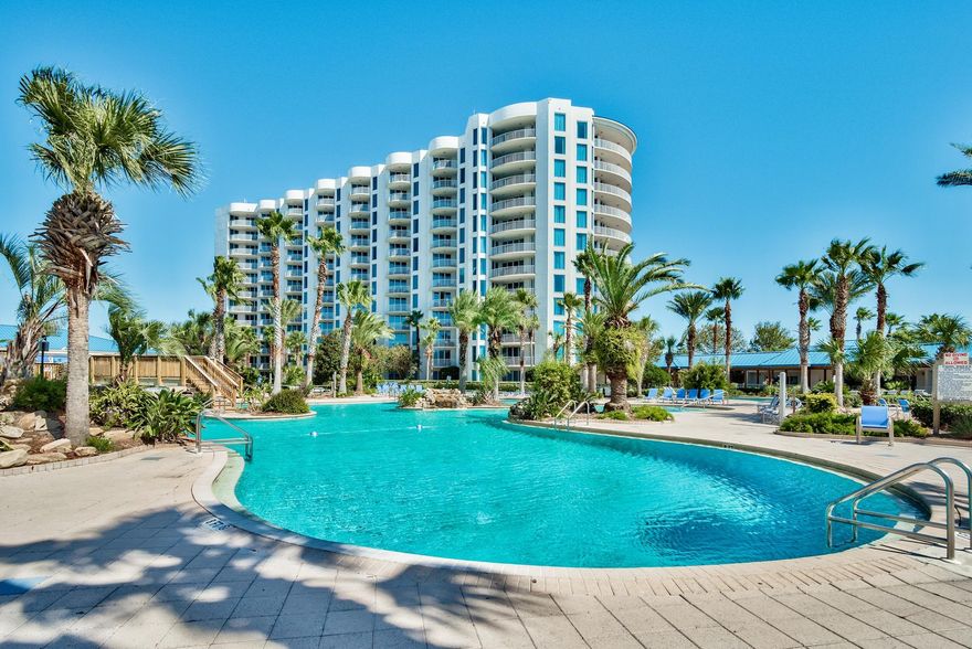 2nd floor, fully furnished unit at The Palms of Destin. Kitchen features granite countertops and maple cabinetry. Amenities at The Palms are first class. They include an expansive 11,000 SF lagoon pool with waterfall and spa, children's pool, playground and splash pool, lighted tennis and basketball courts, first class fitness center, and covered protected parking. Also on site is the conference center, office center, and reception desk. THE ASSOCIATION FEES INCLUDE ALL UTILITIES, INCLUDING ELECTRICITY, WATER, CABLE, INTERNET, AND LOCAL PHONE SERVICE. HOA fees are $2,374.49/quarterly. In addition to the HOA fees, owner's pay a $75 reservation fee whenever the unit is rented. Buyer to verify all info.