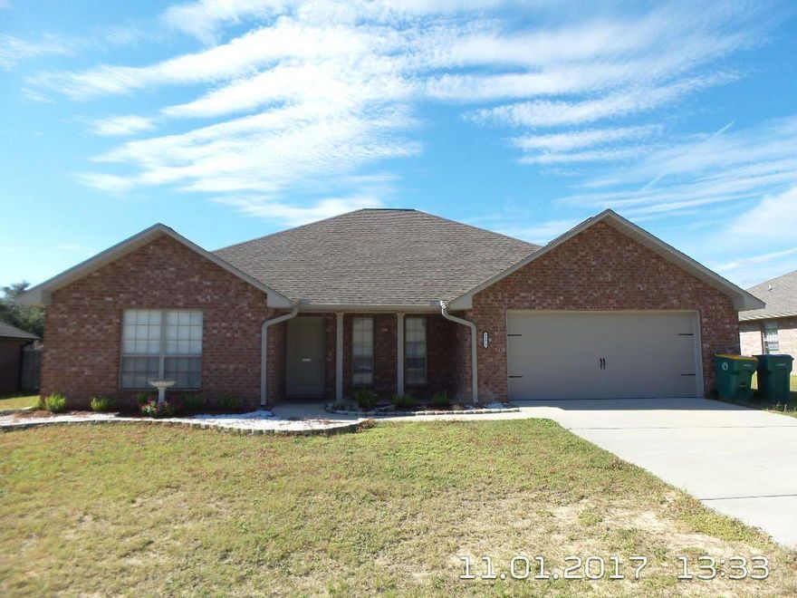 MOVE IN READY!! Fantastic 4/2 floor plan plus flex space is in the desirable Lee Farms with easy commute to bases, beaches, & shopping. Featuring ceramic wood tile, carpet in the bedrooms, wood pallet faux walls and ceiling accents. Open concept living with granite in the kitchen, breakfast bar, and eat in kitchen area. Family room and formal dining area that can be used as a flex space or work out space. Large bedrooms and bathrooms with custom paint. Covered back porch with privacy fenced back yard and yard building.  Two car garage, mature landscaping, and large driveway. NO smoking. Pets will be allowed with $400 non-refundable pet fee and owner approval. NO CATS due to medical allergies.